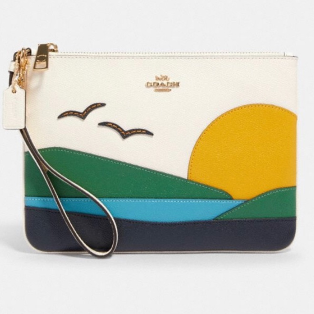 ❌SOLD❌3pc Leather COACH SET Aqua Bag/Wallet/Pouch - Picture 7 of 8